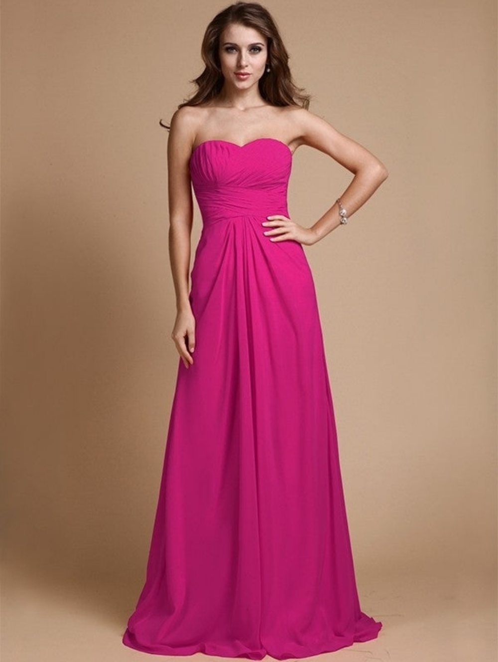 Ralph Lauren Strapless Hot Pink Sweetheart Gown SZ 8 Pit To Pit 17"